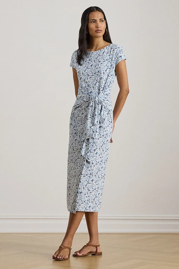 Lauren Ralph Lauren sukienka bawełniana niebieski 200P09120