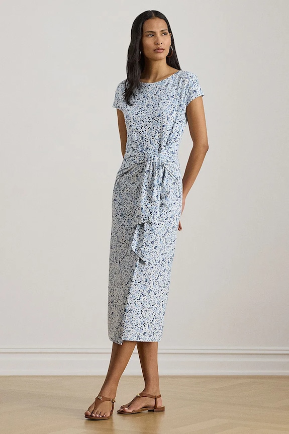 Lauren Ralph Lauren sukienka bawełniana niebieski 200P09120