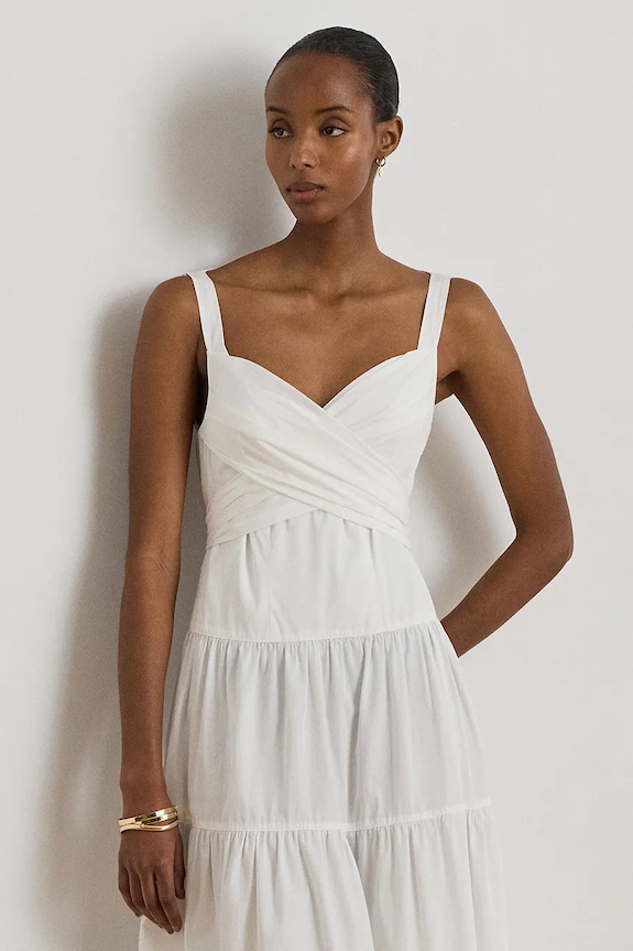 Îmbrăcăminte Lauren Ralph Lauren rochie din bumbac 200P13460 alb