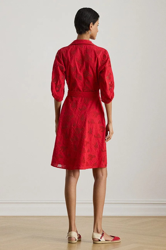 Lauren Ralph Lauren haljina u stilu košulje od pamuka 200P13593 crvena SS26