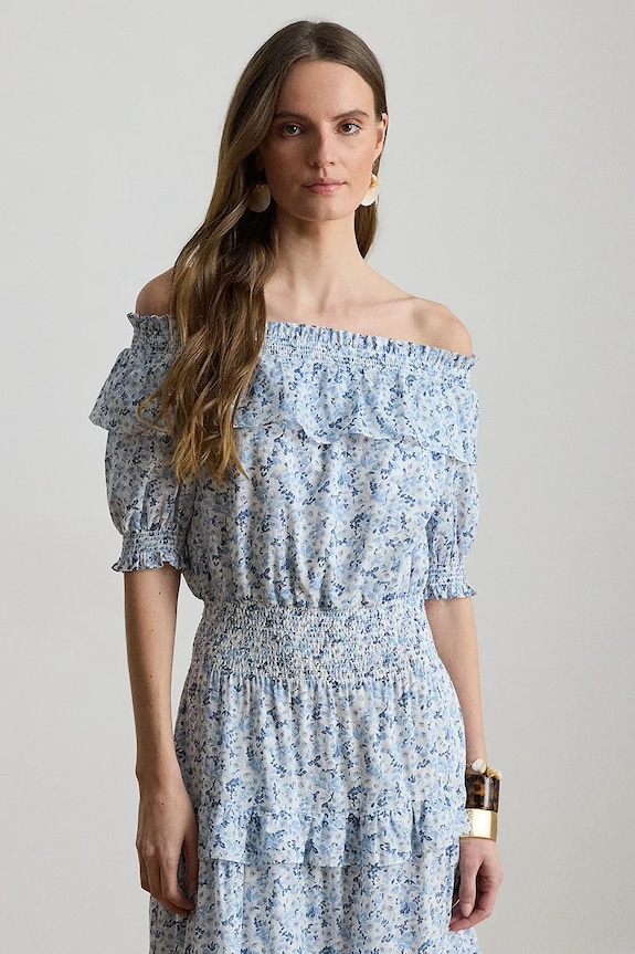 Îmbrăcăminte Lauren Ralph Lauren rochie spaniolă din bumbac 200P08959 albastru