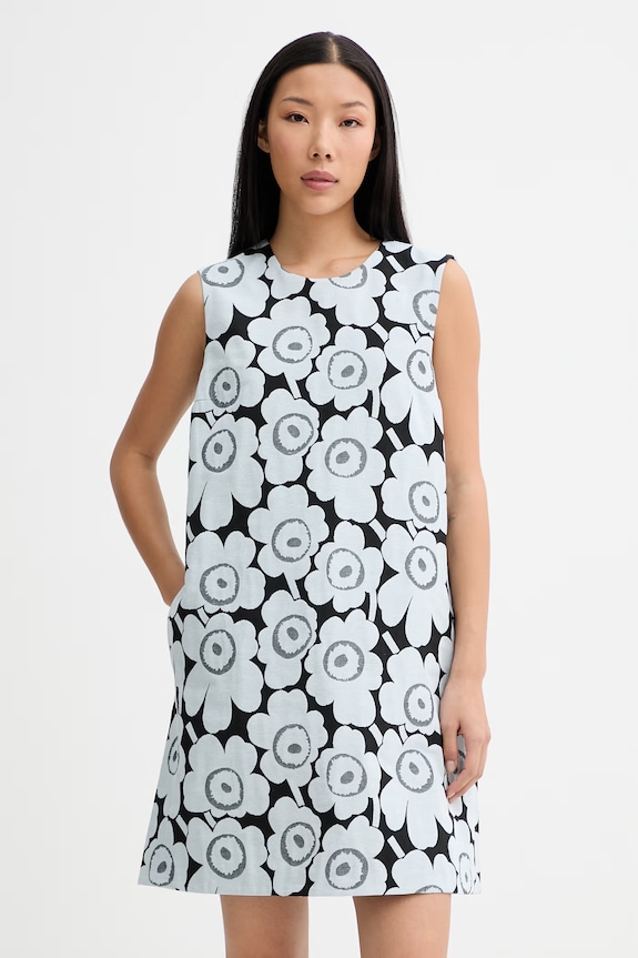 Marimekko sukienka letnia z bawełną niebieski 095135