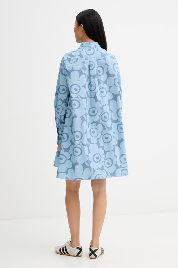 Odzież Marimekko sukienka koszulowa bawełniana 095172 niebieski