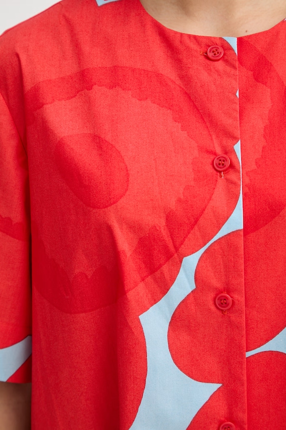 Marimekko Košeľové šaty bavlnené 095217 červená