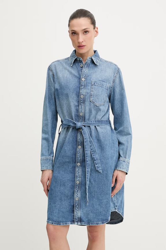 G-Star sukienka koszulowa jeansowa Shirt Belt niebieski D28497.D252