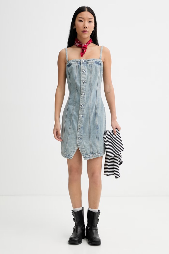 G-Star rochie din denim Kick Bustier D28505.E352 albastru SS26