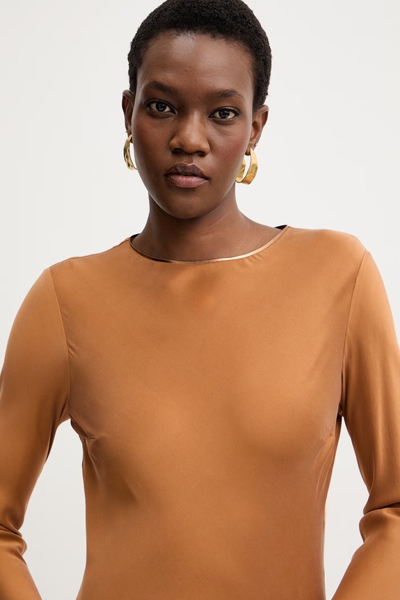 MAX&Co. rochie din mătase MCOFASE maro 2616221063200