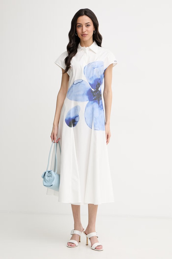 Max&Co. rochie de vară din bumbac MCOGIORNO 2616221064200 alb SS26