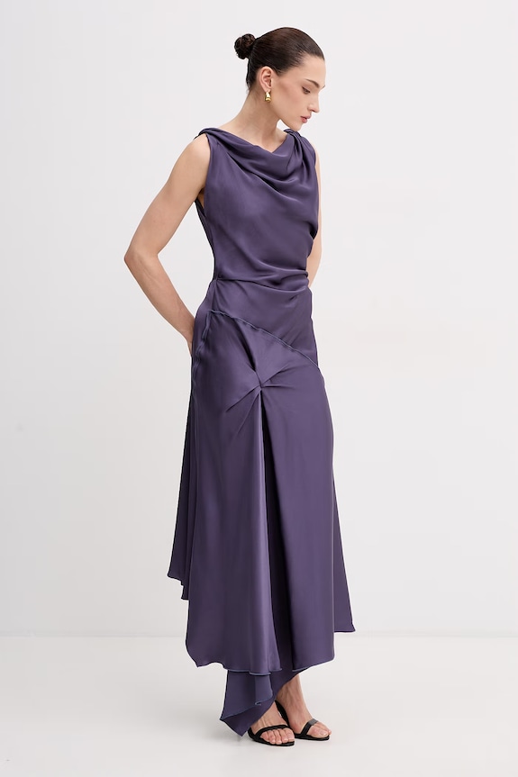 Victoria Beckham drapirana haljina s viskozom 1226WDR006029A ljubičasta SS26