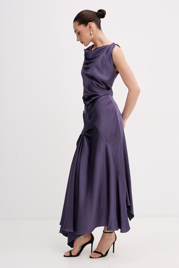 Victoria Beckham drapirana haljina s viskozom ljubičasta 1226WDR006029A