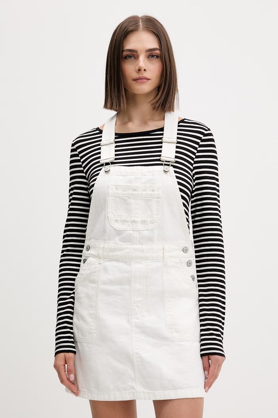 Tommy Jeans φόρεμα ντένιμ λευκό DW0DW22002
