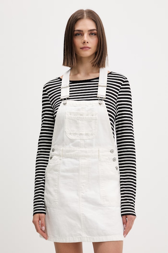 Tommy Jeans φόρεμα ντένιμ λευκό DW0DW22002