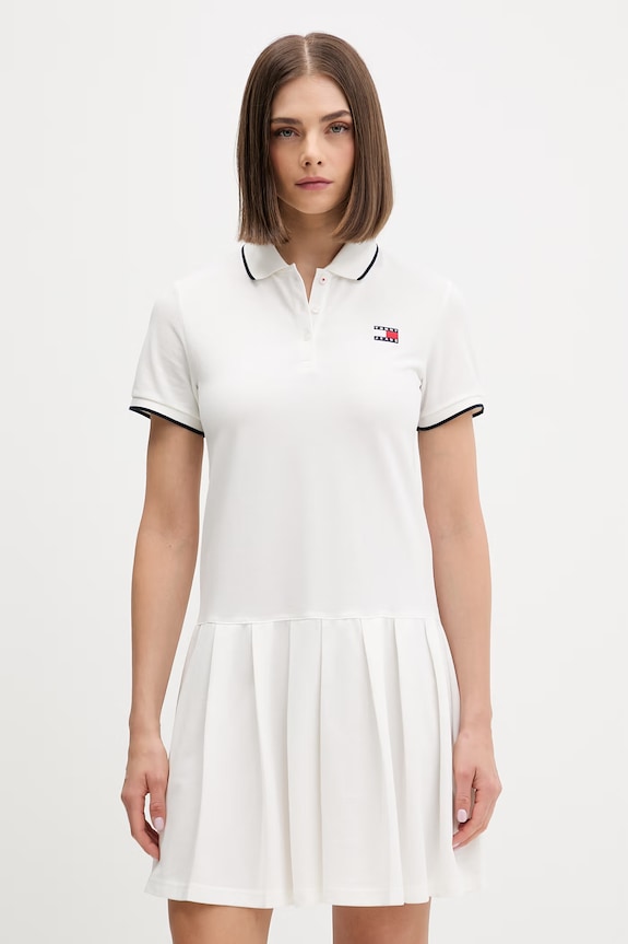 Tommy Jeans letné šaty s bavlnou béžová DW0DW22328