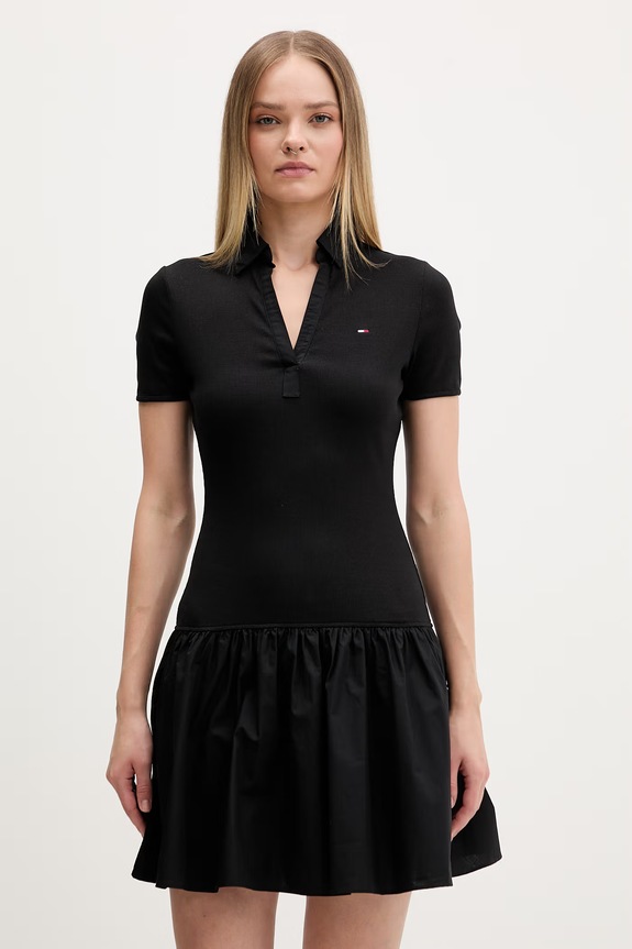 Tommy Jeans rochie cu bumbac negru DW0DW22331