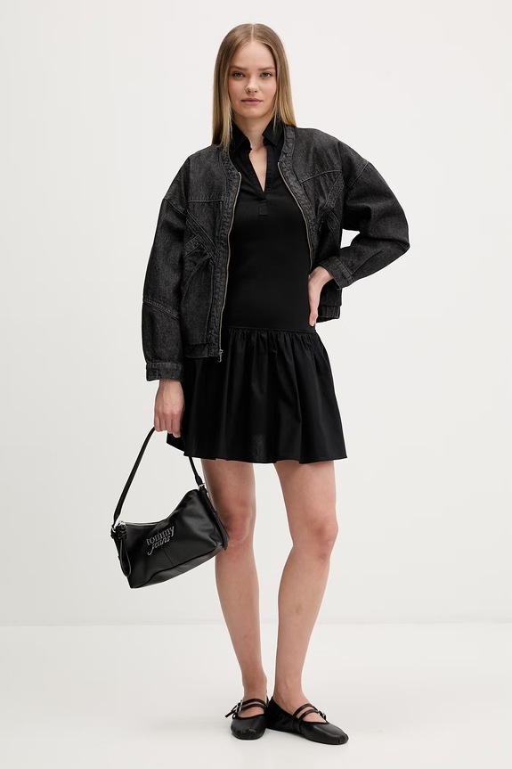 Tommy Jeans rochie cu bumbac DW0DW22331 negru SS26