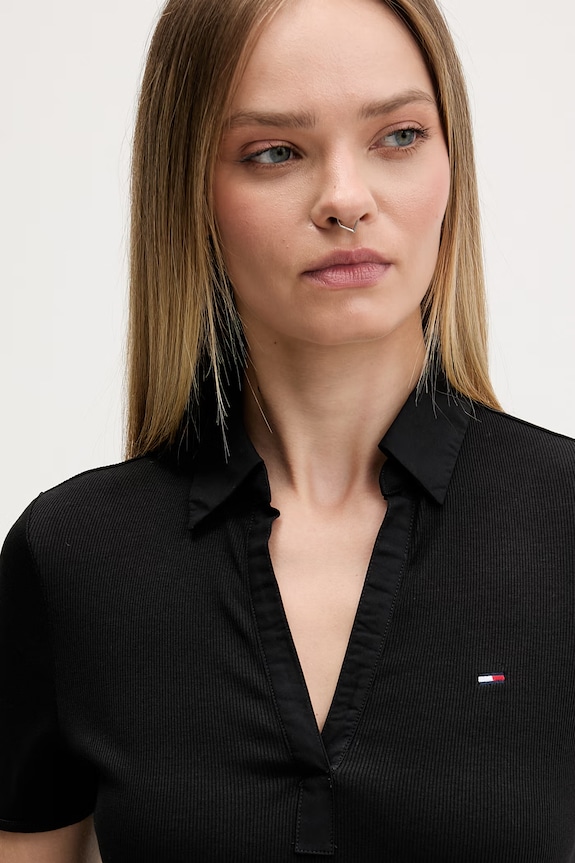 Tommy Jeans rochie cu bumbac negru DW0DW22331