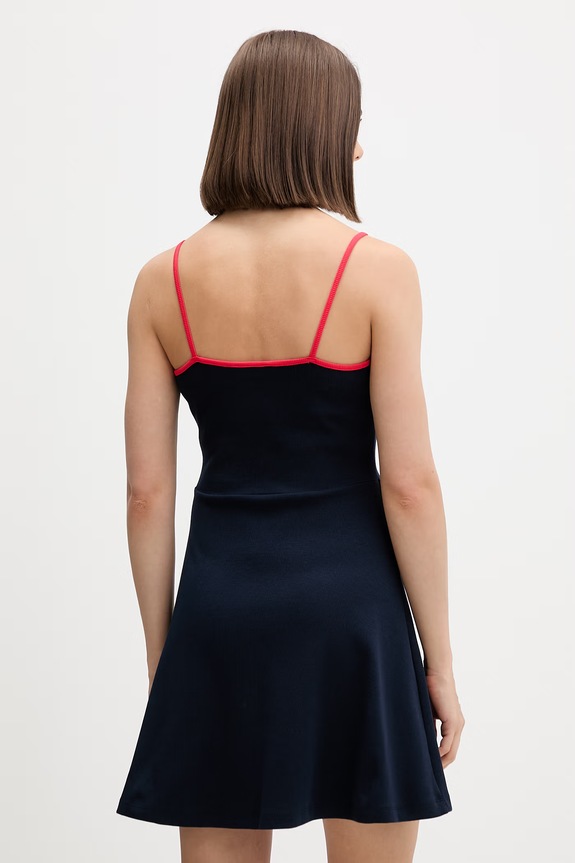 Oblečenie Tommy Jeans letné šaty bavlnené s elastanom DW0DW22335 tmavomodrá