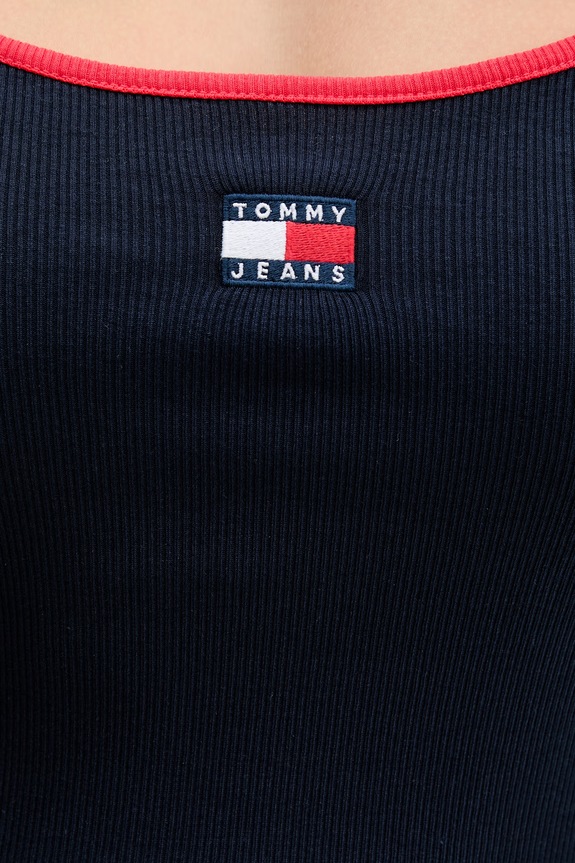 Tommy Jeans letné šaty bavlnené s elastanom DW0DW22335 tmavomodrá