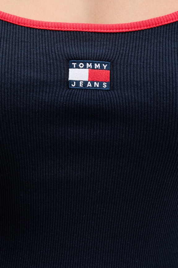 Tommy Jeans letné šaty bavlnené s elastanom DW0DW22335 tmavomodrá