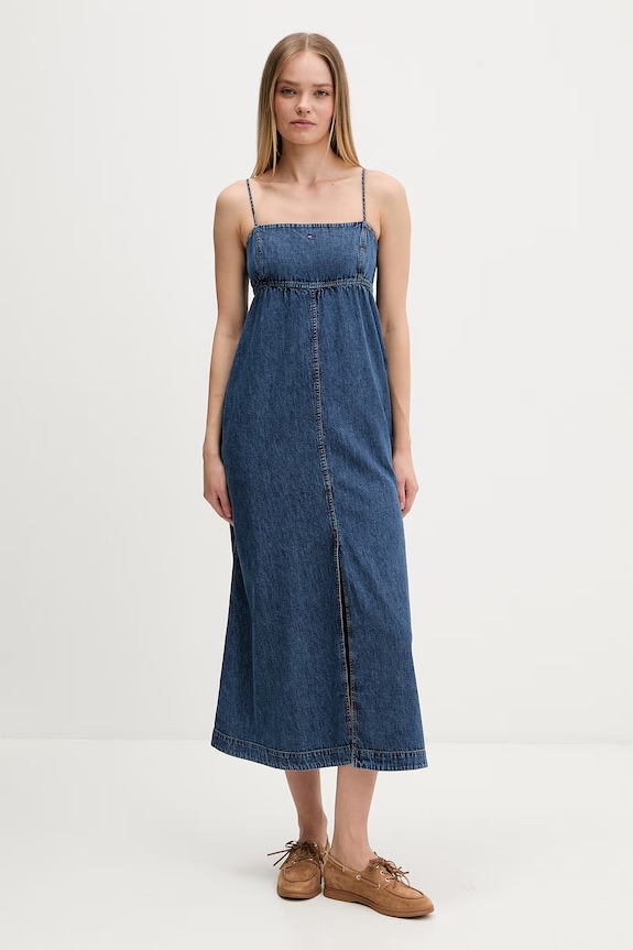 Tommy Jeans rochie evazată din denim albastru DW0DW22342