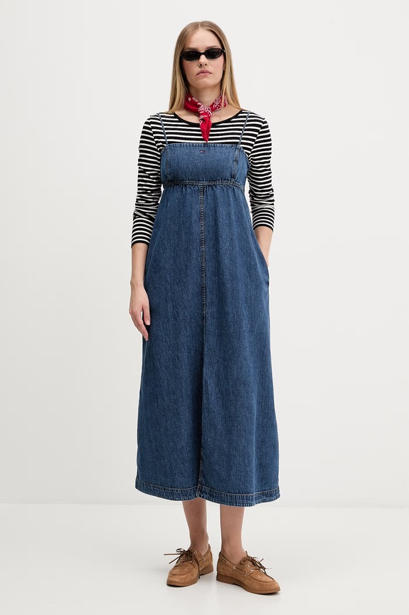 Tommy Jeans rochie evazată din denim DW0DW22342 albastru SS26