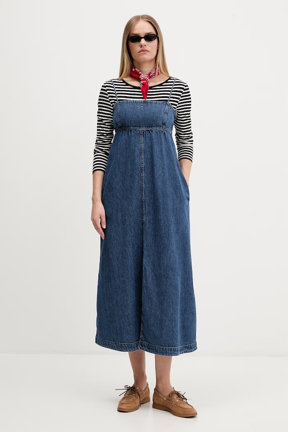 Tommy Jeans rochie evazată din denim DW0DW22342 albastru SS26