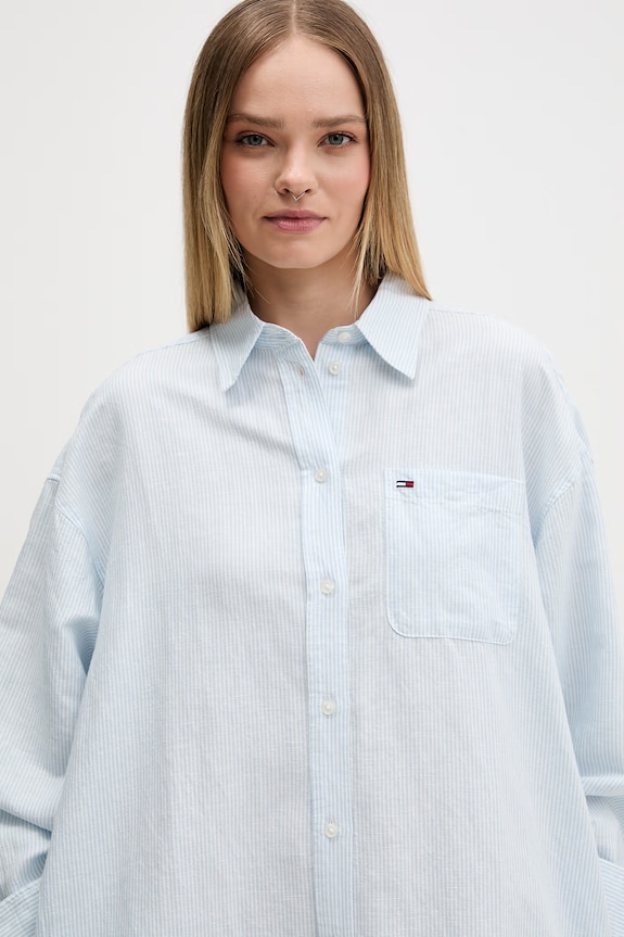 Îmbrăcăminte Tommy Jeans rochie tip cămașă cu in DW0DW22344 albastru