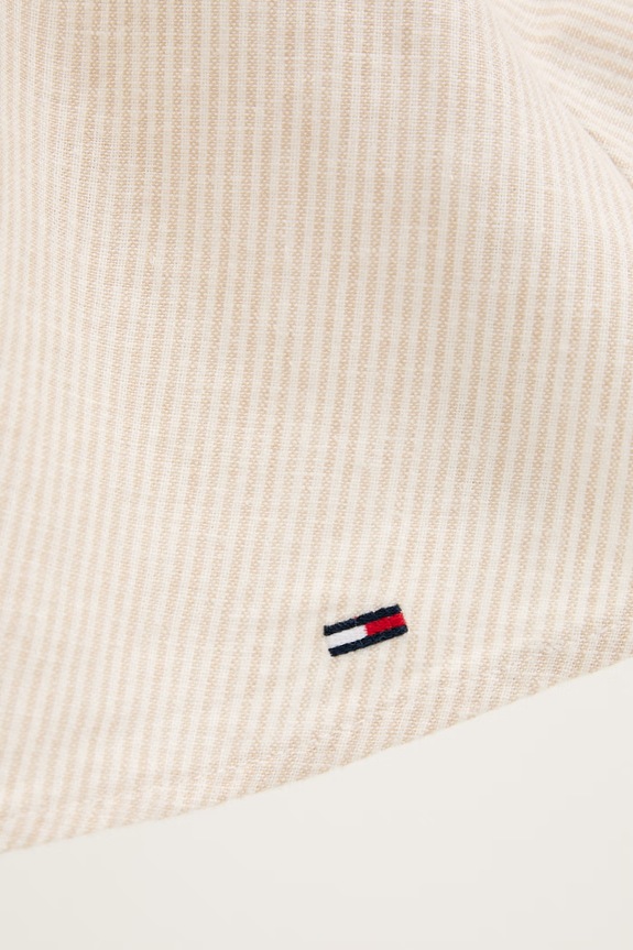 Tommy Jeans šaty s rozšíreným strihom s ľanom DW0DW22345 béžová