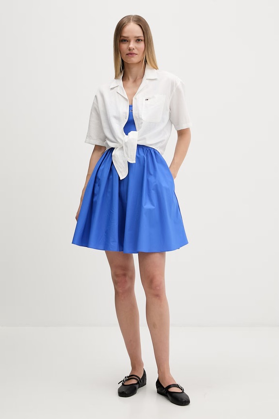 Tommy Jeans haljina A-kroja s pamukom DW0DW22352 ljubičasta SS26