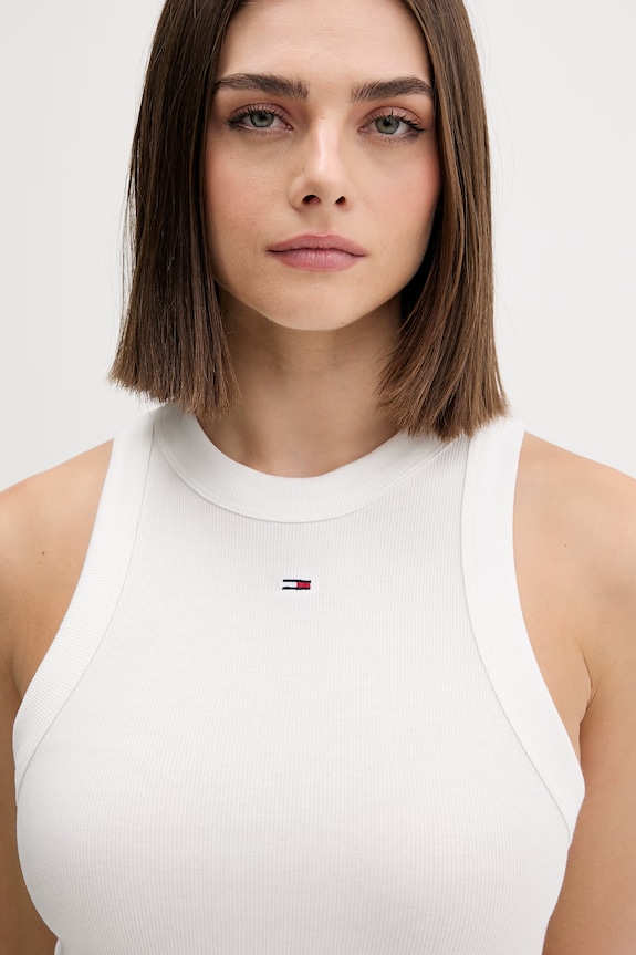 Tommy Jeans letné šaty bavlnené s elastanom DW0DW22593 béžová