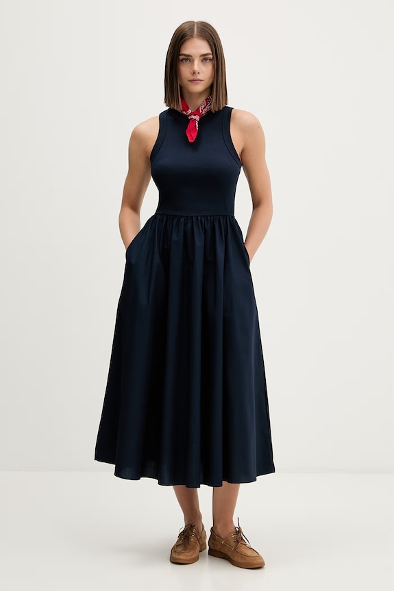 Tommy Jeans sukienka letnia bawełniana z elastanem DW0DW22593 granatowy SS26