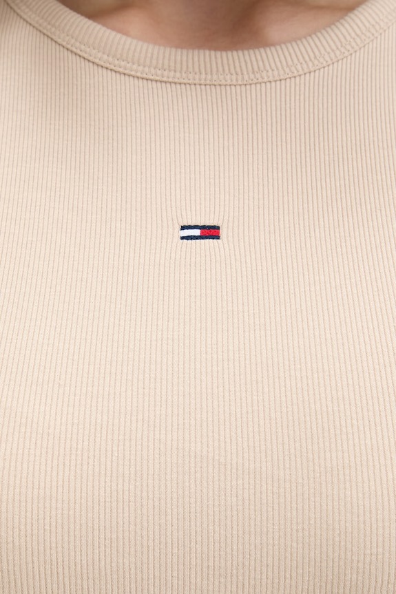 Tommy Jeans priliehavé šaty bavlnené s elastanom DW0DW22613 béžová