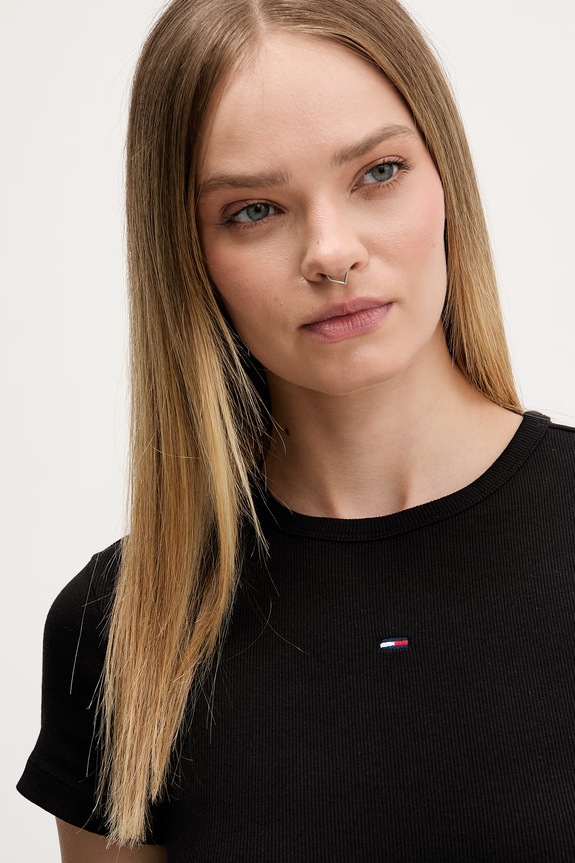 Tommy Jeans priliehavé šaty bavlnené s elastanom čierna DW0DW22613