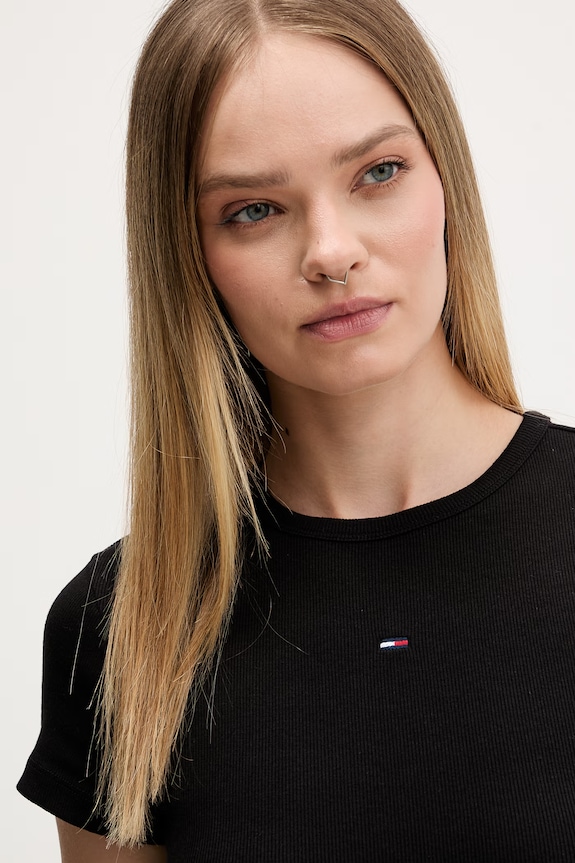 Tommy Jeans priliehavé šaty bavlnené s elastanom čierna DW0DW22613