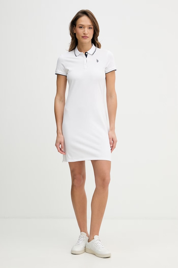 Bavlněné šaty U.S. Polo Assn. POLO DRESS WUP1312 bílá SS26