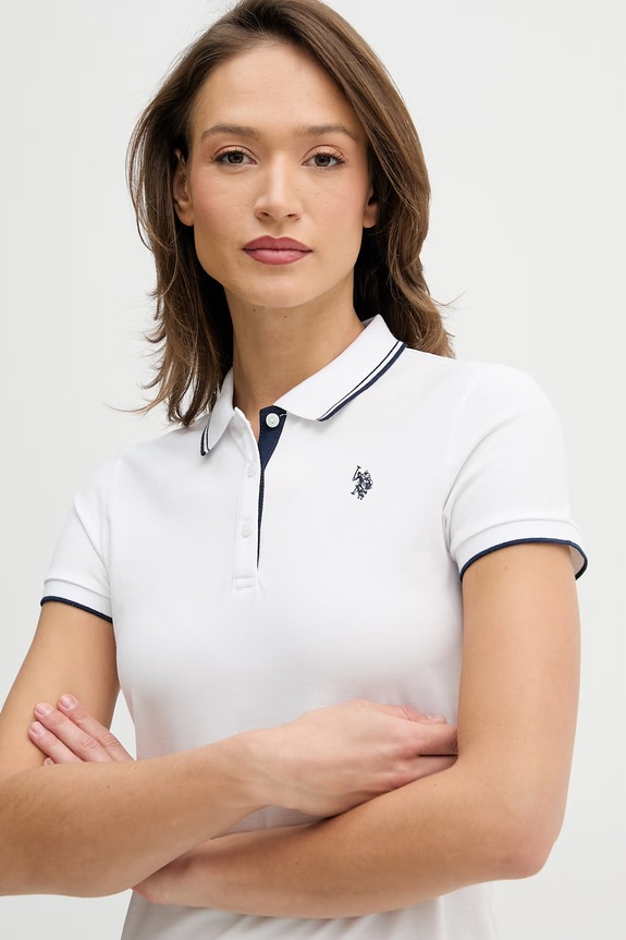 Bavlněné šaty U.S. Polo Assn. POLO DRESS bílá WUP1312