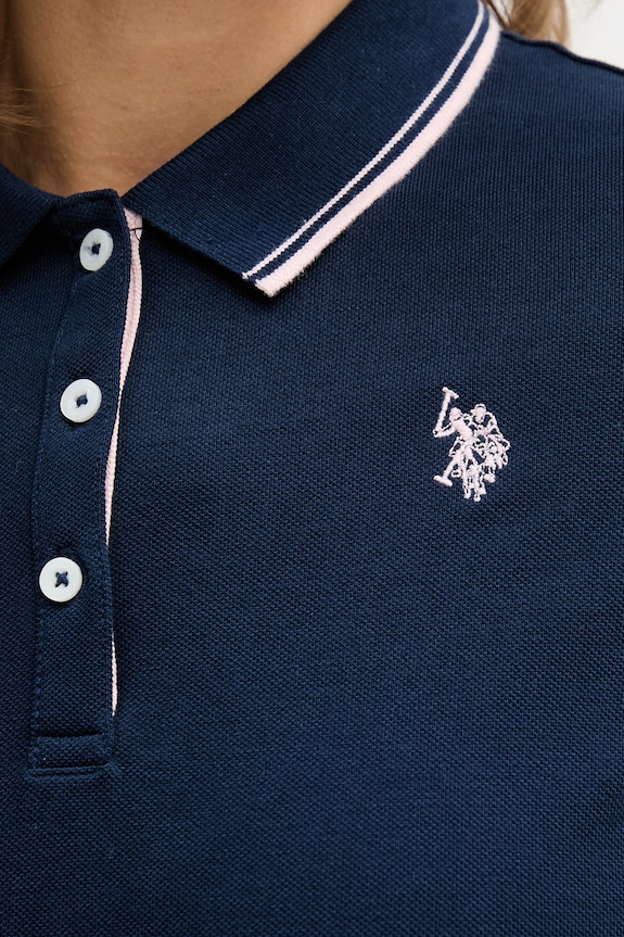Bavlněné šaty U.S. Polo Assn. POLO DRESS WUP1312 námořnická modř