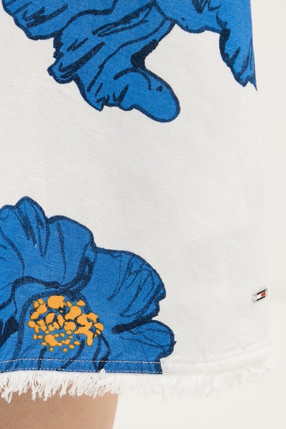 Tommy Hilfiger šaty s rozšíreným strihom s ľanom WW0WW48948