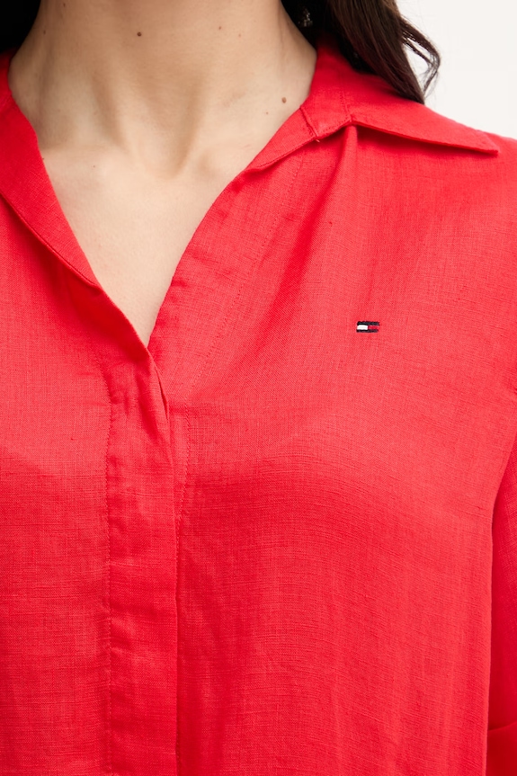 Tommy Hilfiger letné šaty ľanové WW0WW48950 červená