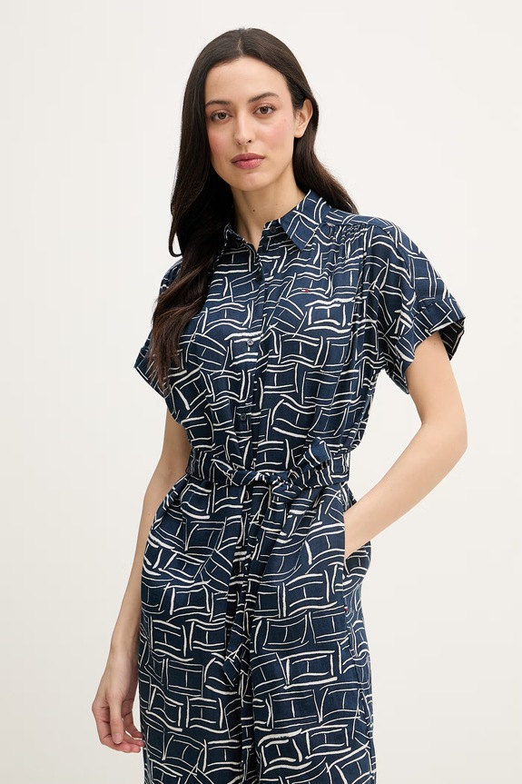 Tommy Hilfiger letné šaty ľanové tmavomodrá WW0WW49641