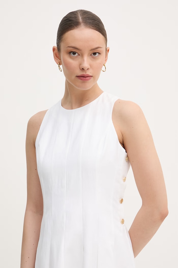 Tommy Hilfiger šaty s ľanom béžová WW0WW49055