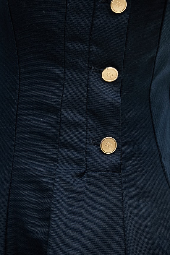 Tommy Hilfiger šaty s ľanom WW0WW49055 tmavomodrá