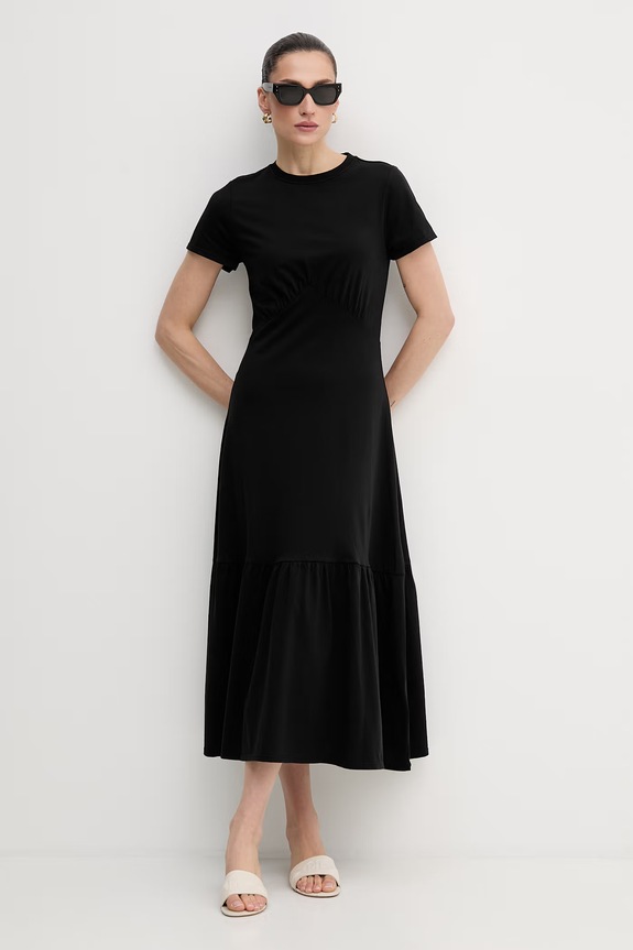 Βαμβακερό φόρεμα Dkny DJ6D9175 μαύρο SS26