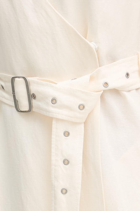 Tommy Hilfiger šaty s ľanom WW0WW48951 béžová