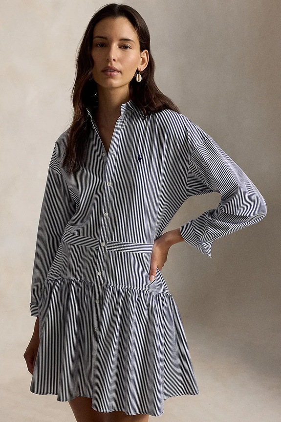 Ρούχα Βαμβακερό φόρεμα Polo Ralph Lauren 211B22754 μπλε