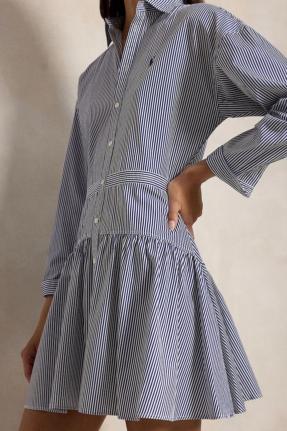 Βαμβακερό φόρεμα Polo Ralph Lauren μπλε 211B22754