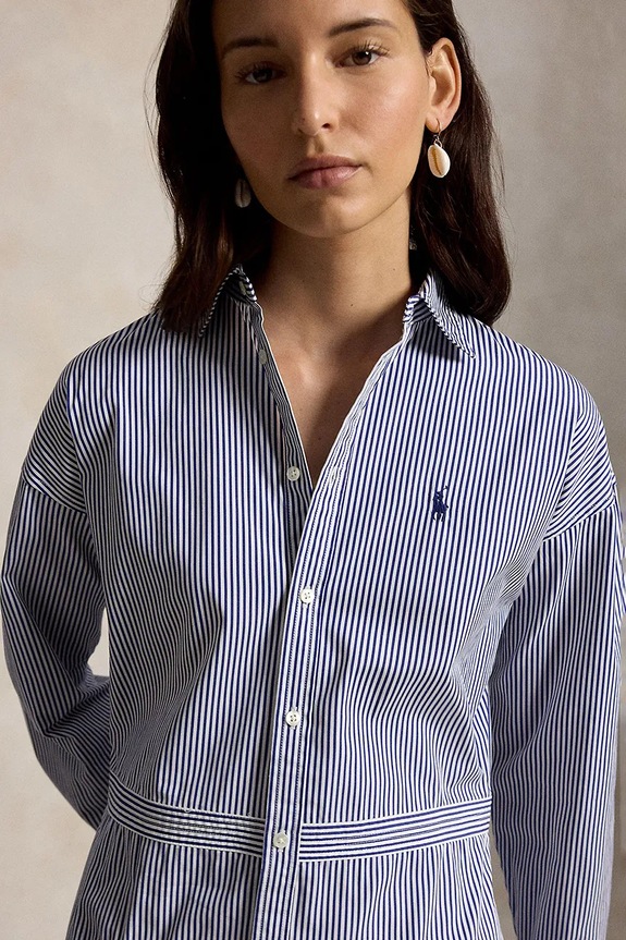 Βαμβακερό φόρεμα Polo Ralph Lauren 211B22754 μπλε