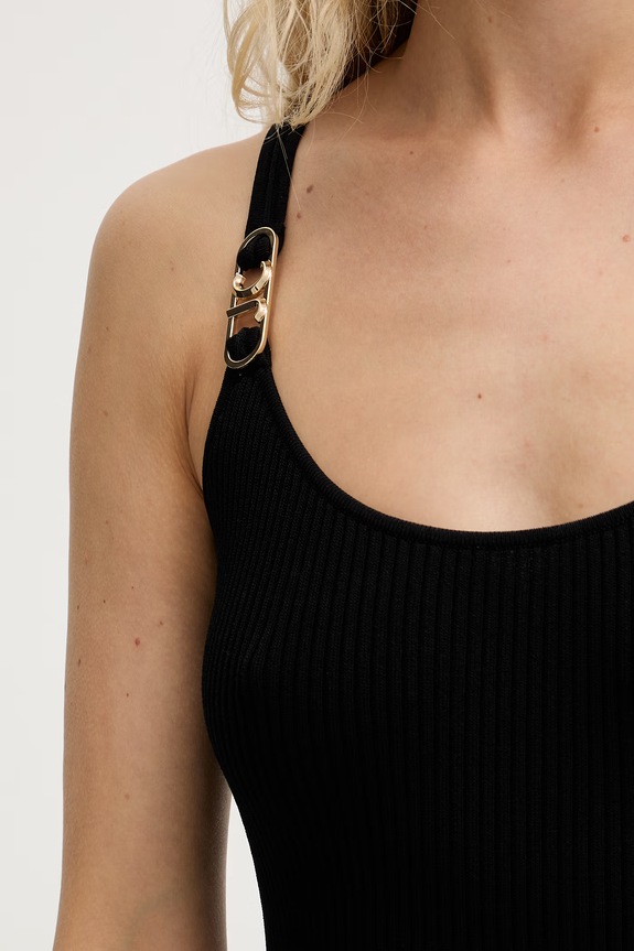 Just Cavalli φόρεμα με βισκόζη 80PAOM11.CMH51 μαύρο