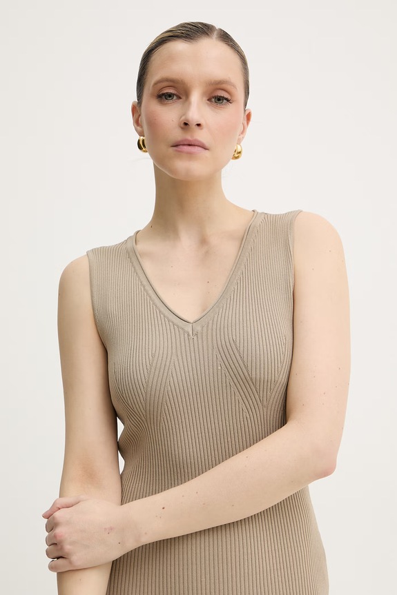 Armani Exchange testhezálló viszkóz ruha bézs XW001900.AF10352