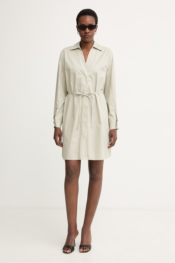 Armani Exchange šaty bavlnené XW002007.AF18862 béžová SS26